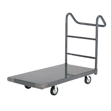 Global Industrial Platform Truck w/Steel Deck, 5 Rubber Casters with Ergo Handle, 60 x 30, 1400 Lb. Capacity 952116E